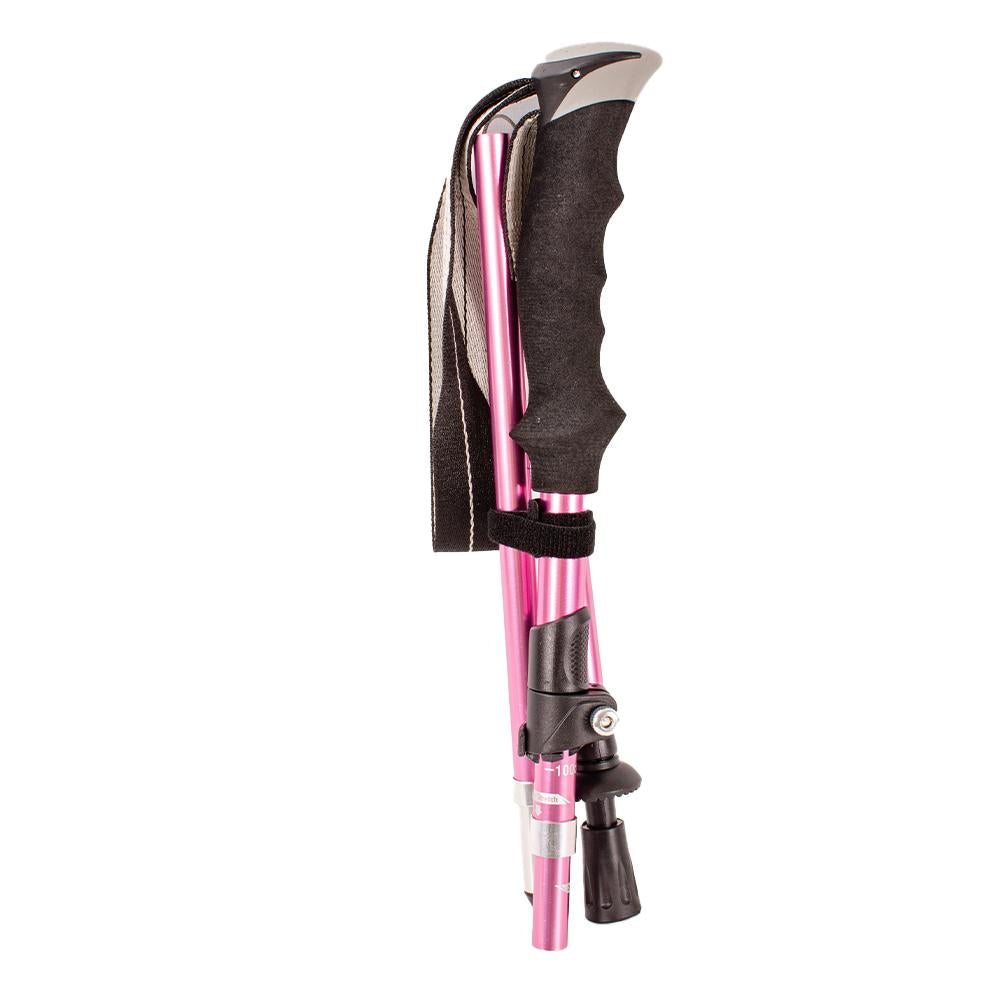 Adjustable Trekking Poles for Hiking, Camping And Backpacking - Pair of Premium Folding Trekking Pole - Lightweight, Collapsable - Walking Sticks With Cork Grip and Padded Strap- Red, Black, Pink