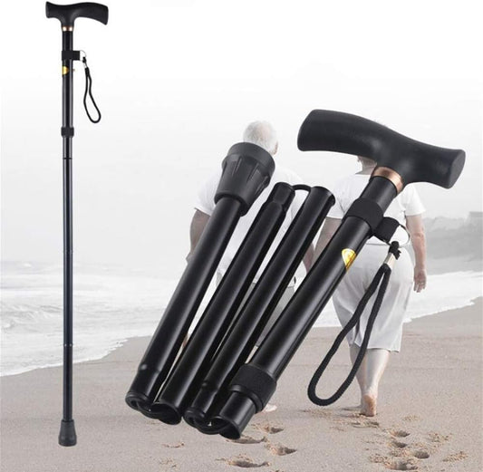 Black Folding Walking Stick - Lightweight, Adjustable, and Easy to Use Walking Sticks - Walking Stick With Soft Grip