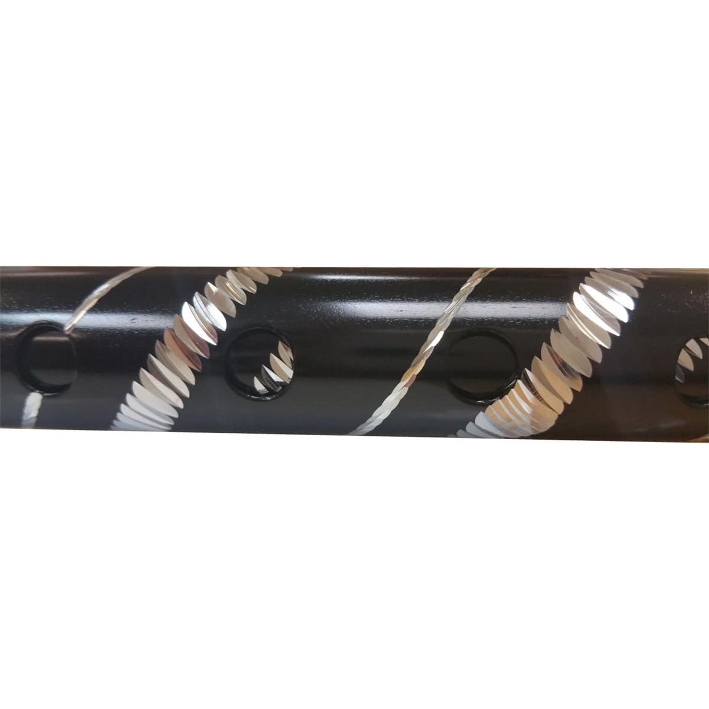 Deluxe Black with Silver Etched Engraved Flecked Stripes Pattern Ladies Adjustable Walking Stick Cane - Lightweight, Easily Adjustable And Retractable