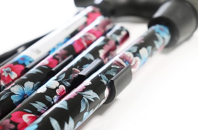 PEPE - Folding Walking Sticks for Women, Floral Walking Sticks for Disabled, Folding Walking Sticks for Ladies, Adjustable Walking Cane for Women, Foldable Walking Stick, Walking Stick Floral