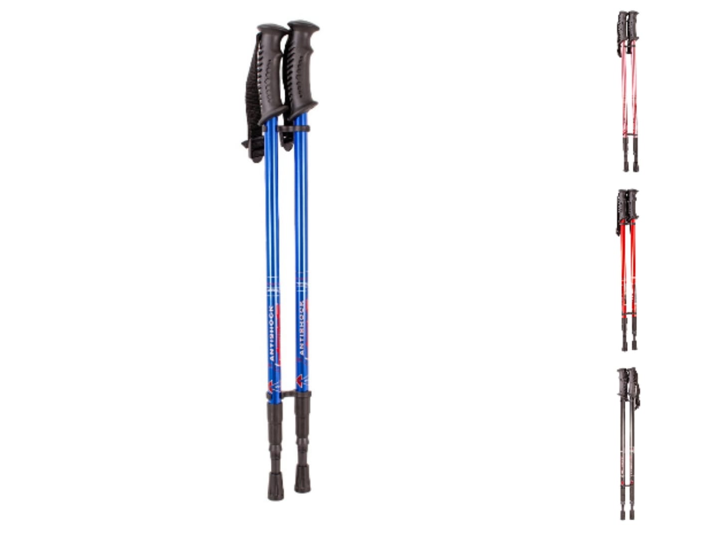 Pair of Anti-Shock Trekking Poles - Enhance Stability and Comfort in Your Outdoor Adventures - Lightweight, Adjustable Trekking Poles for Hiking, Camping & Backpacking - Walking Sticks w/Cork Grip and Padded Strap - Black, Pink, Navy, Red