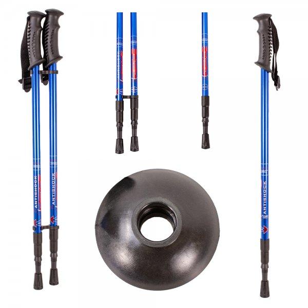Pair of Anti-Shock Trekking Poles - Enhance Stability and Comfort in Your Outdoor Adventures - Lightweight, Adjustable Trekking Poles for Hiking, Camping & Backpacking - Walking Sticks w/Cork Grip and Padded Strap - Black, Pink, Navy, Red