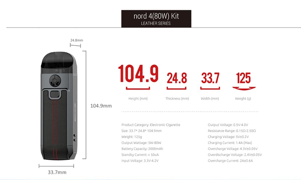 Smok Nord 4 Pod Kit - 5 to 80W Versatile Performance in a Compact Package with 2000mAh Battery