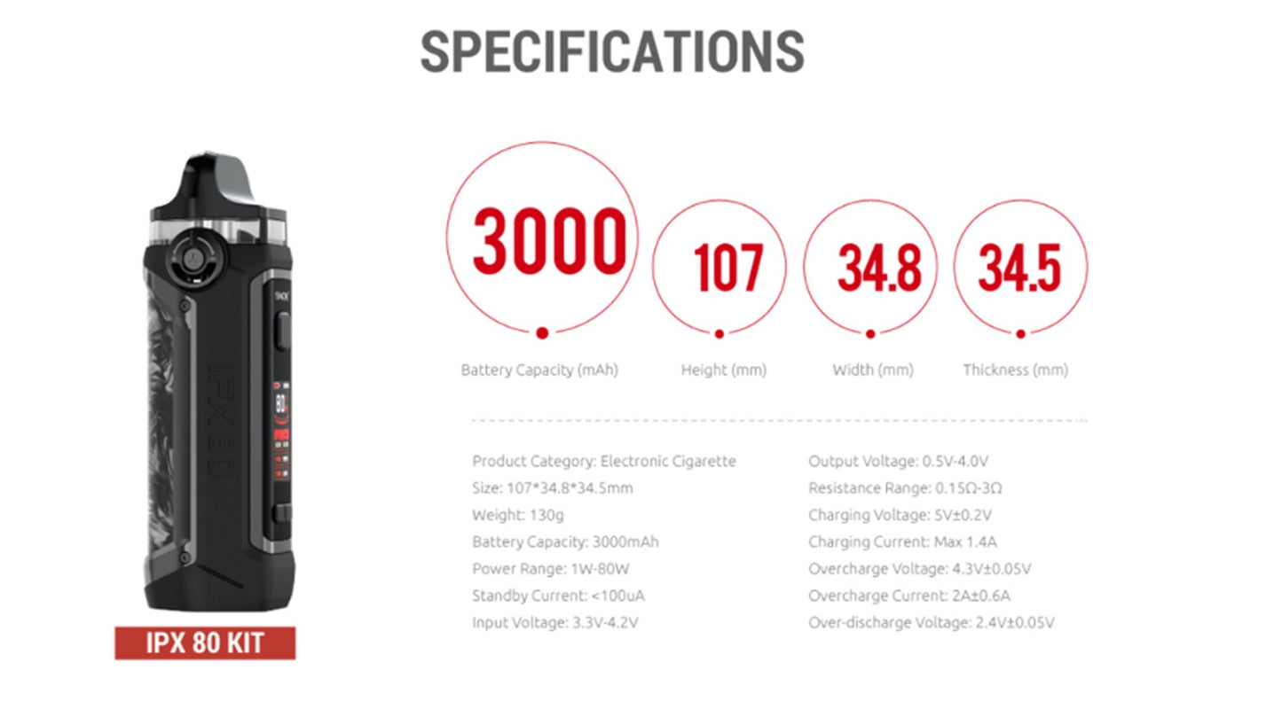 Smok IPX 80 Pod Kit - Experience Power & Endurance with 80W Output - 3000mAh Battery