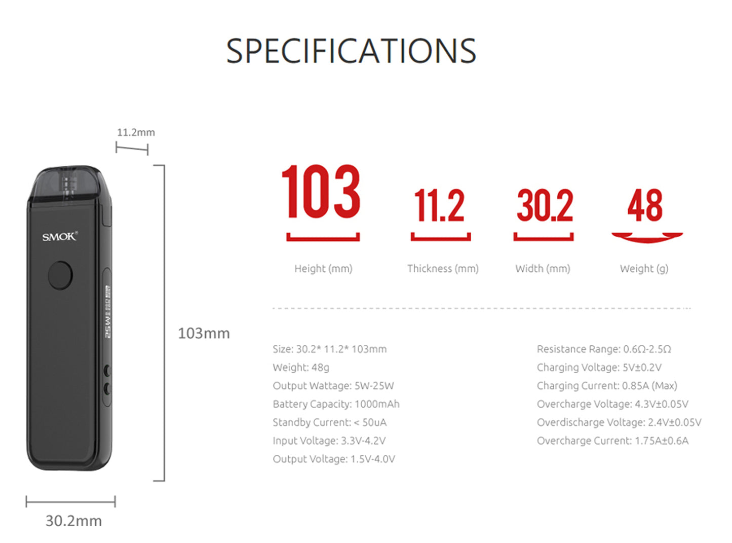 Smok ACRO Kit - Explore Versatility with 5-25W Output Range - 1000mAh Battery
