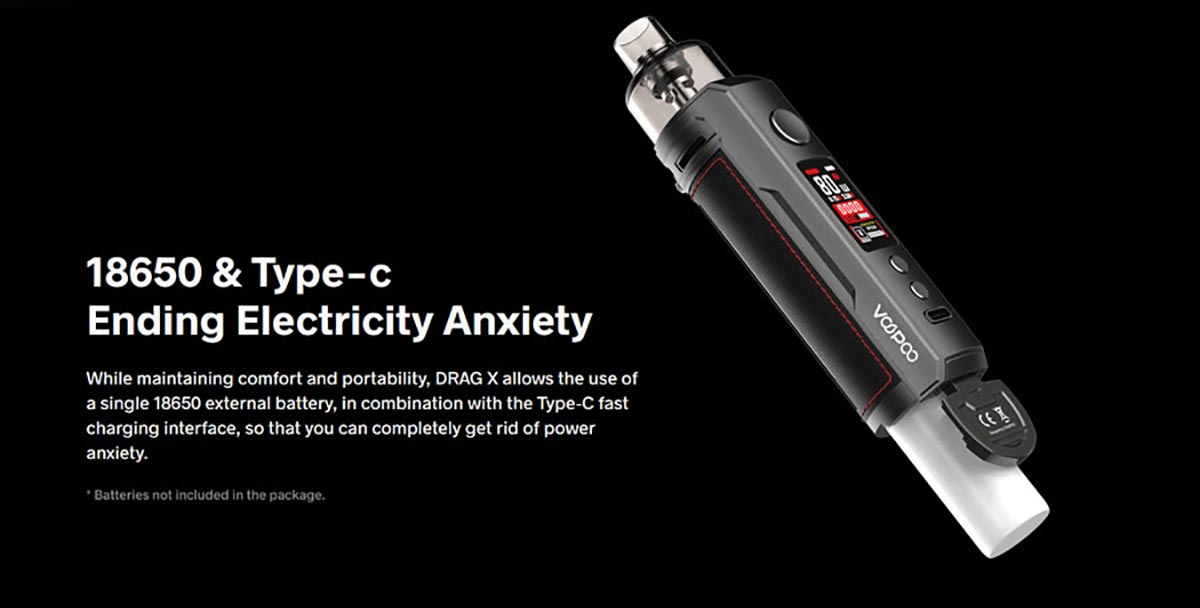 VooPoo Drag X Pod Kit - Versatile Performance 80W Output - 18650 Battery
