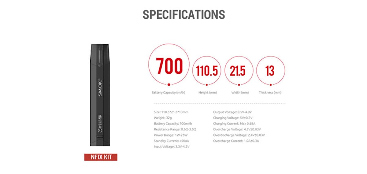 Smok Nfix Pod Kit - Embrace Simplicity & Elegance - 700mAh Battery - 1W to 25W Power Output