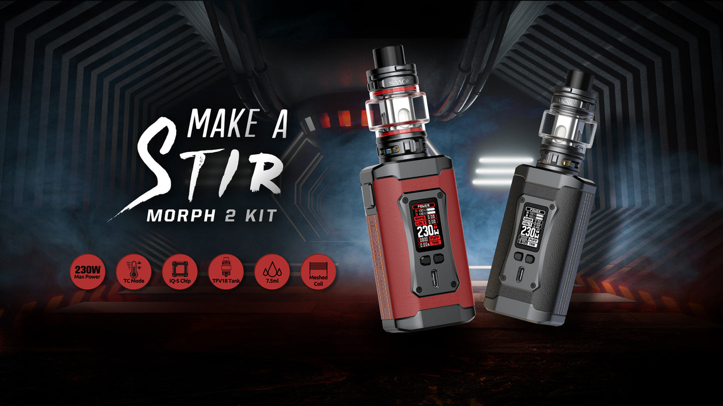 Smok Morph 2 Kit - Unleash Fast-Fire Power with 230W - Dual Rechargeable 18650 Batteries