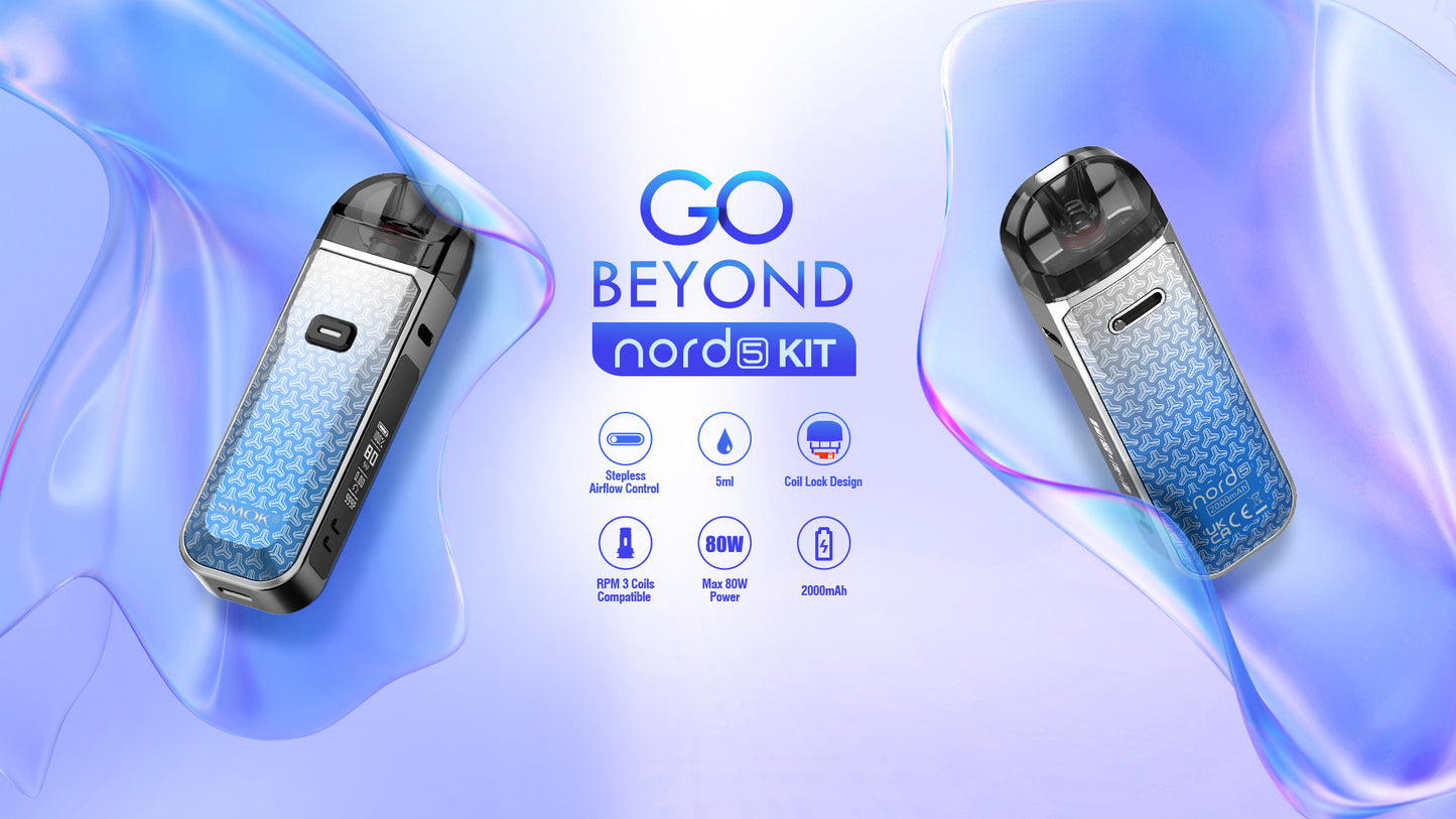 Smok Nord 5 Pod Kit - Unleash Versatility & Performance 5-80W Adjustable Power Output - Powerful 2000mAh Battery