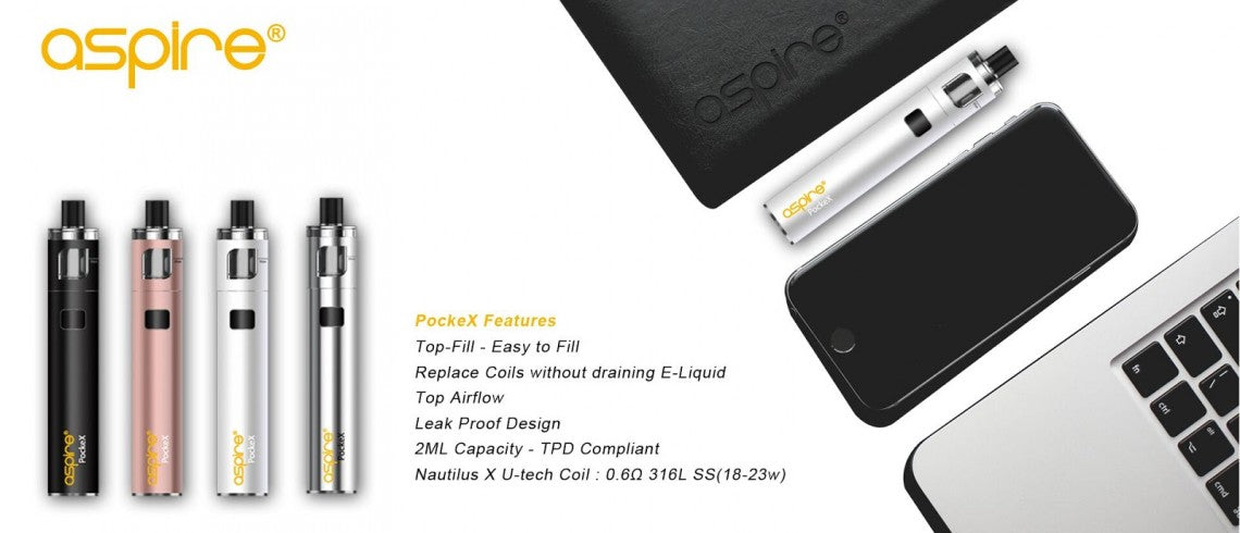 Aspire PockeX Kit - Compact All-in-One Vape Device with 1500mAh Battery