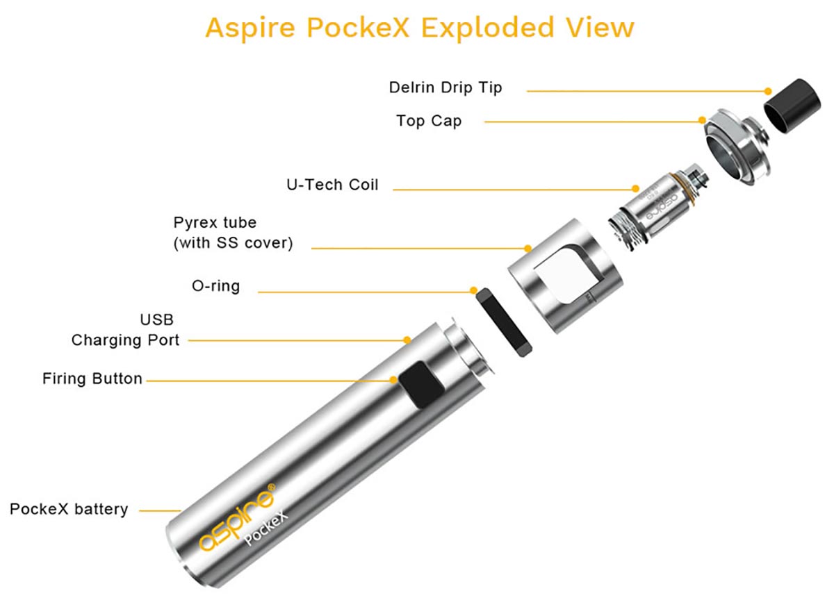 Aspire PockeX Kit - Compact All-in-One Vape Device with 1500mAh Battery
