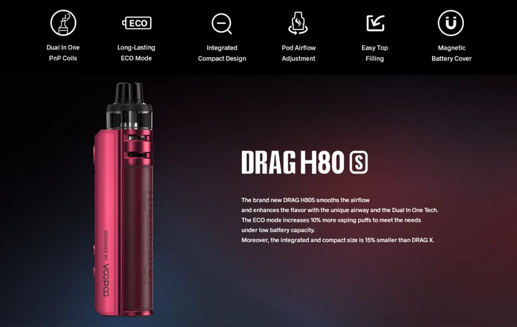 VooPoo Drag H80S Kit - Unleash Your Vaping Potential with 5W to 80W Power Output Range - 18650mAh Battery