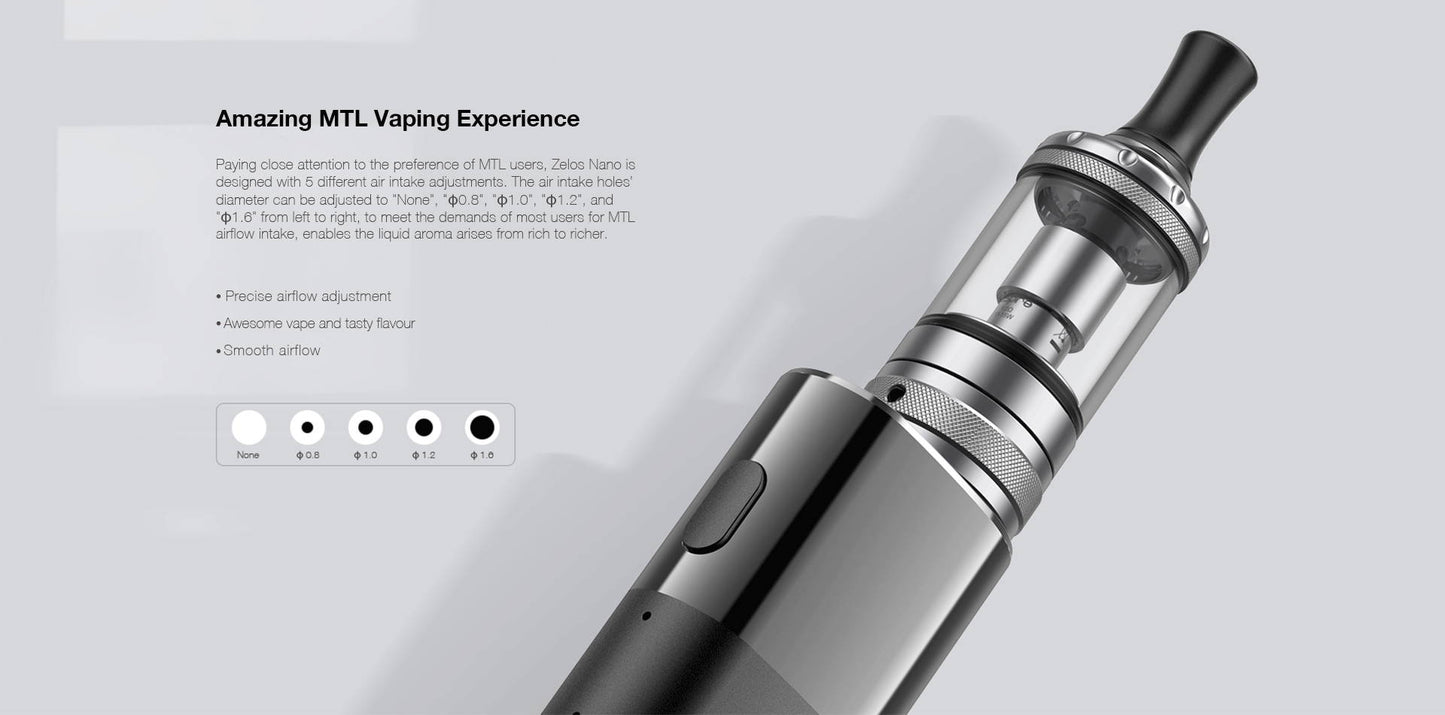 Aspire Zelos Nano Kit - Compact Powerful Vaping Solution With High performance 1600mAh Battery