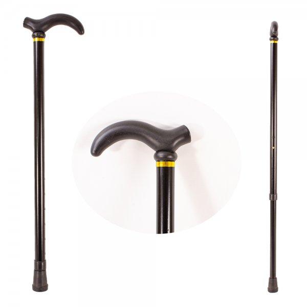 Black Adjustable Walking Stick with Molded Grip - Suitable For Men and Women - Adjustable Height, Lightweight Walking Sticks