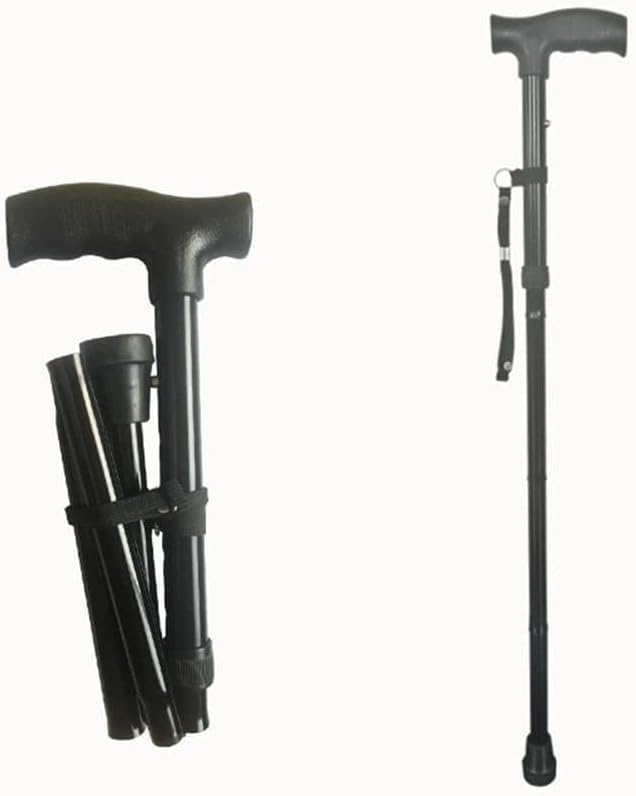 Foldable Walking Stick with Soft Grip Handle - Choose from Black, Red, Magenta, or Blue - Lightweight, Adjustable, Collapsable Walking Sticks