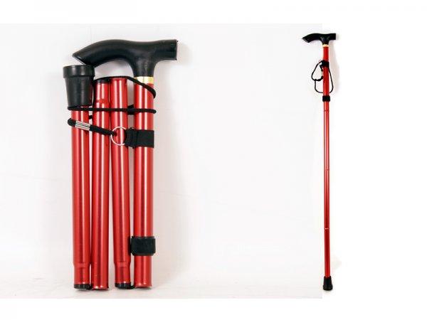 Foldable Lightweight Walking Aid for Men & Women, Collapsible Walking Canes, Adjustable Folding Walking Stick, Aluminium Mobility Aid For Ladies - Red