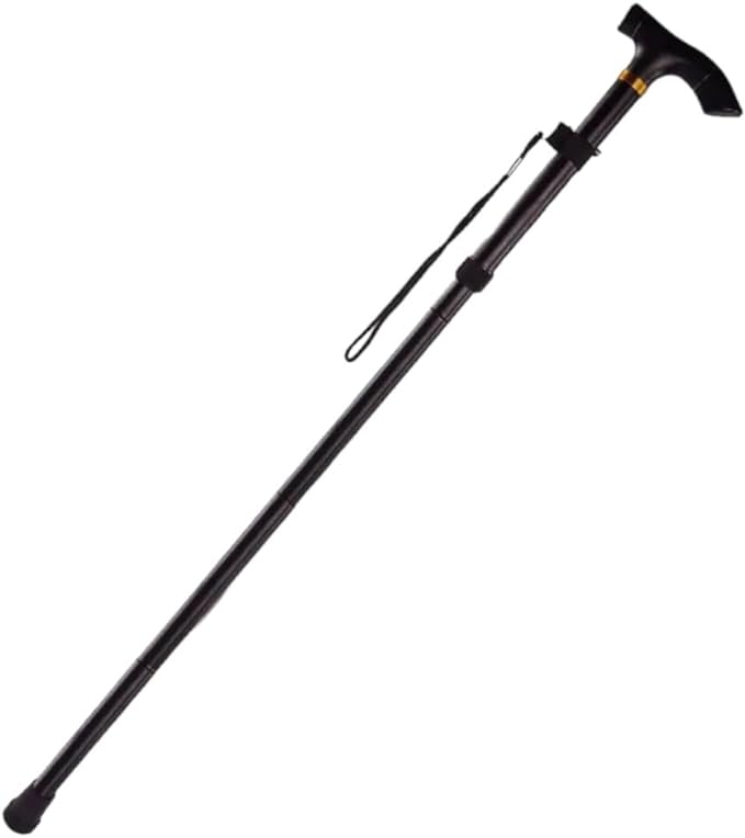 Foldable Lightweight Walking Aid for Men & Women, Collapsible Walking Canes, Adjustable Folding Walking Stick, Aluminium Mobility Aid For Ladies - Black