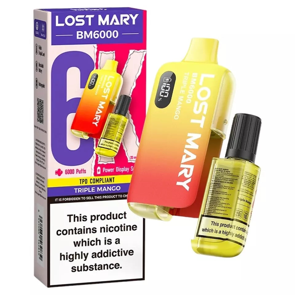 LOST MARY BM6000 RECHARGEABLE PREFILLED DISPOSABLE POD KIT 20MG