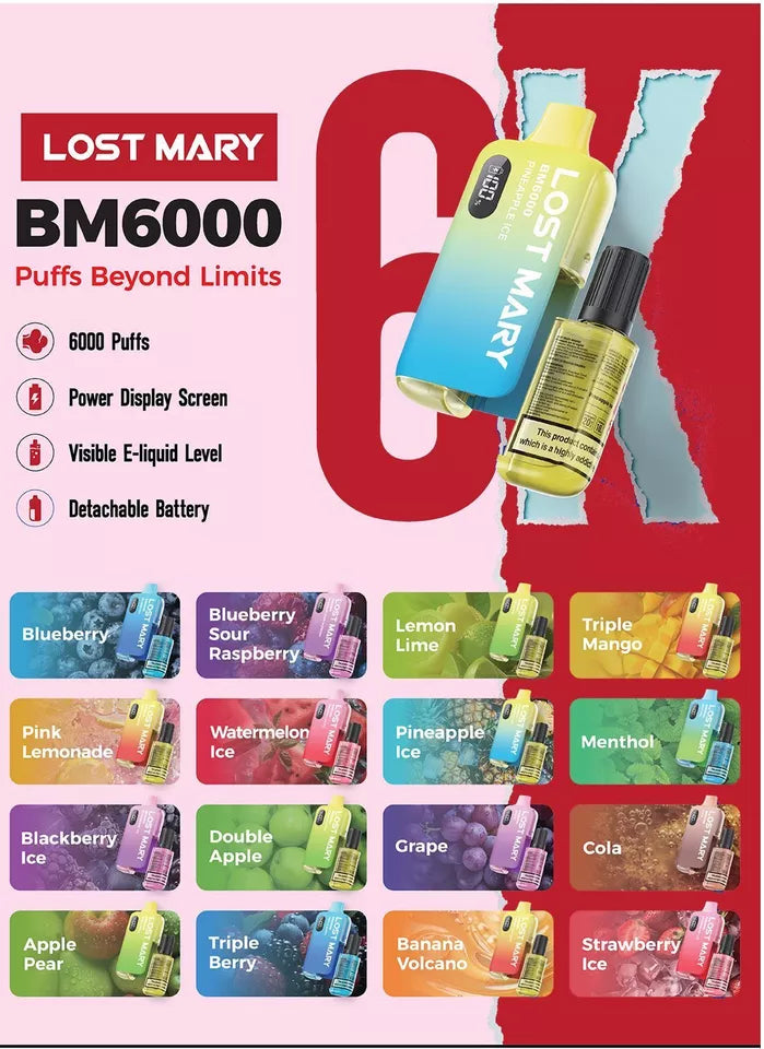 LOST MARY BM6000 RECHARGEABLE POD KIT 20MG