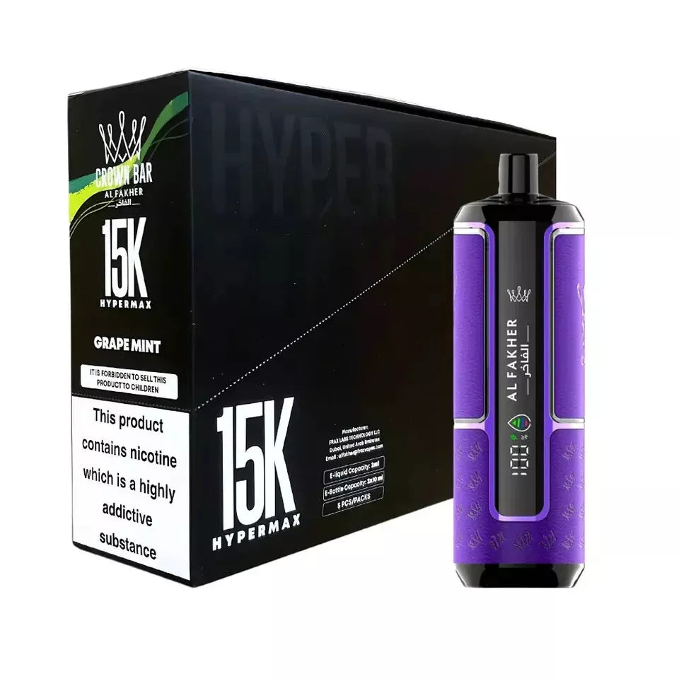 Al Fakher Crown Bar Hypermax 15K Vape Kit | 15,000 Puffs | Box of 5