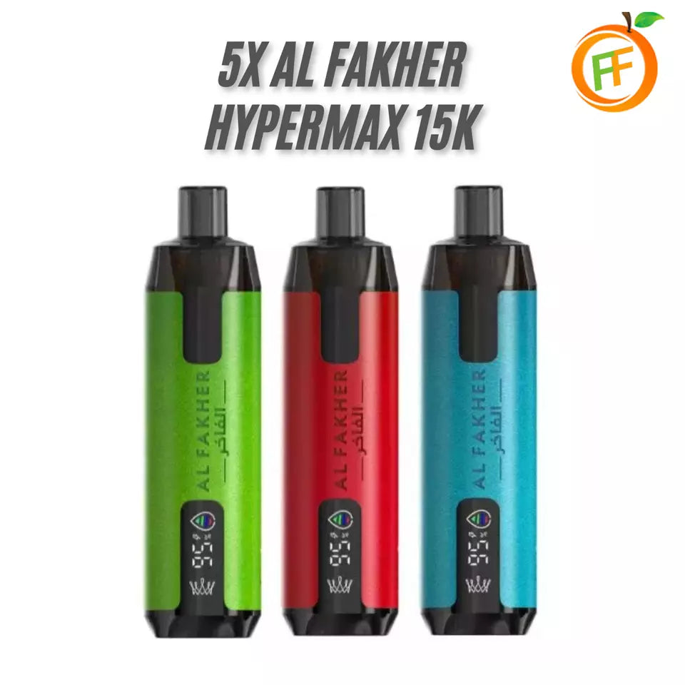 Al Fakher Crown Bar Hypermax 15K Vape Kit | 15,000 Puffs | Box of 5 Fruits Flavours Al Fakher Crown Bar Hypermax 15K Vape Kit | 15,000 Puffs | Box of 5 Fruits Flavours