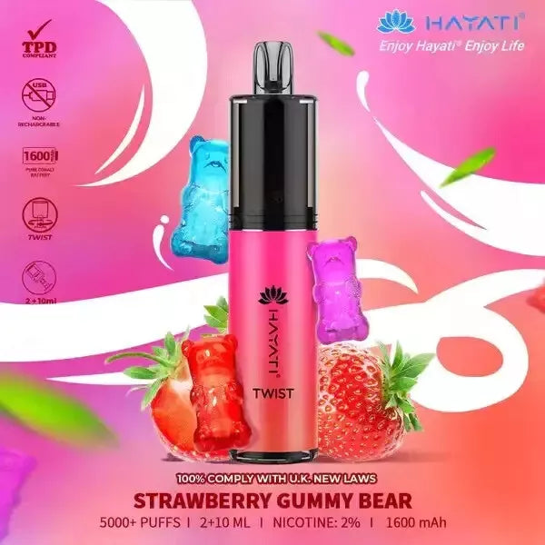 Hayati Twist 5000 Vape Pod – 5000 Puffs, 1650mAh Rechargeable Battery, 20mg Nicotine, Type-C USB Charging, TPD Compliant