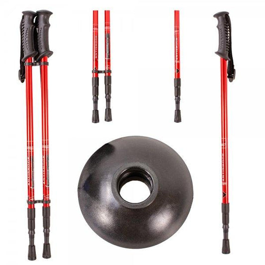 Pair of Anti-Shock Trekking Poles - Enhance Stability and Comfort in Your Outdoor Adventures - Lightweight, Adjustable Trekking Poles for Hiking, Camping & Backpacking - Walking Sticks w/Cork Grip and Padded Strap - Black, Pink, Navy, Red