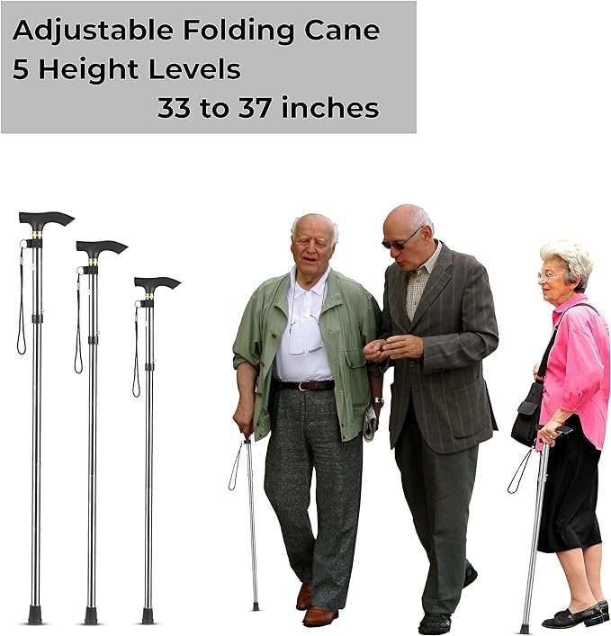 Walking Stick, Heavy Duty Durable & Folding Walking Sticks for Men, Extendable Walking Sticks for Women, Disability Aids Folding Walking Sticks for Ladies