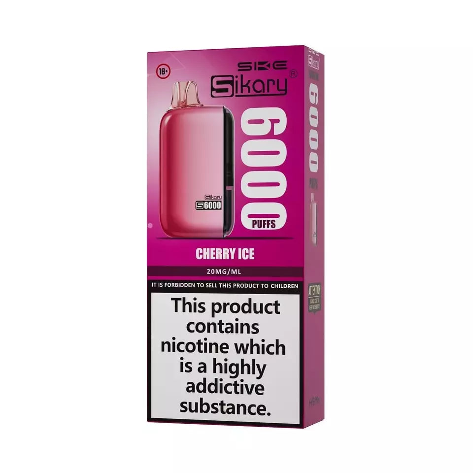 Sikary S6000 Vape Pod – 6000 Puffs, Rechargeable 800mAh Battery, 10ml E-Liquid, 20mg Salt Nicotine, Built-In Mesh Coil