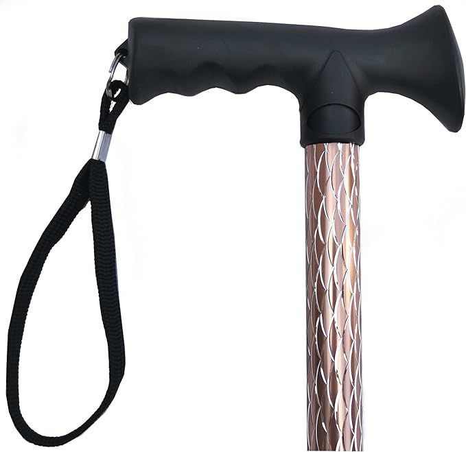 Luxury Ladies Engraved Etched Adjustable Walking Stick Cane with Soft Grip Gel Ergonomic Handle for Women - 25.5” – 35.5”