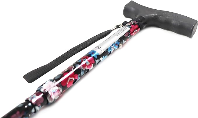 PEPE - Folding Walking Sticks for Women, Floral Walking Sticks for Disabled, Folding Walking Sticks for Ladies, Adjustable Walking Cane for Women, Foldable Walking Stick, Walking Stick Floral