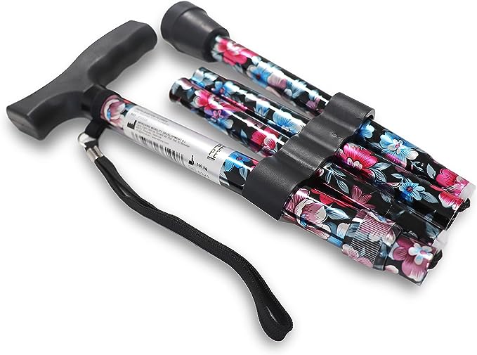 PEPE - Folding Walking Sticks for Women, Floral Walking Sticks for Disabled, Folding Walking Sticks for Ladies, Adjustable Walking Cane for Women, Foldable Walking Stick, Walking Stick Floral