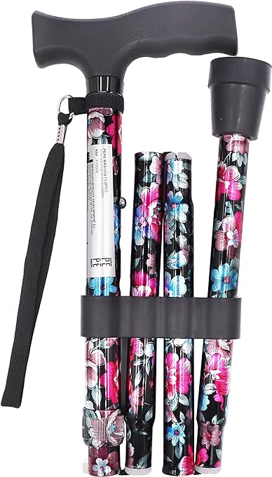 PEPE - Folding Walking Sticks for Women, Floral Walking Sticks for Disabled, Folding Walking Sticks for Ladies, Adjustable Walking Cane for Women, Foldable Walking Stick, Walking Stick Floral