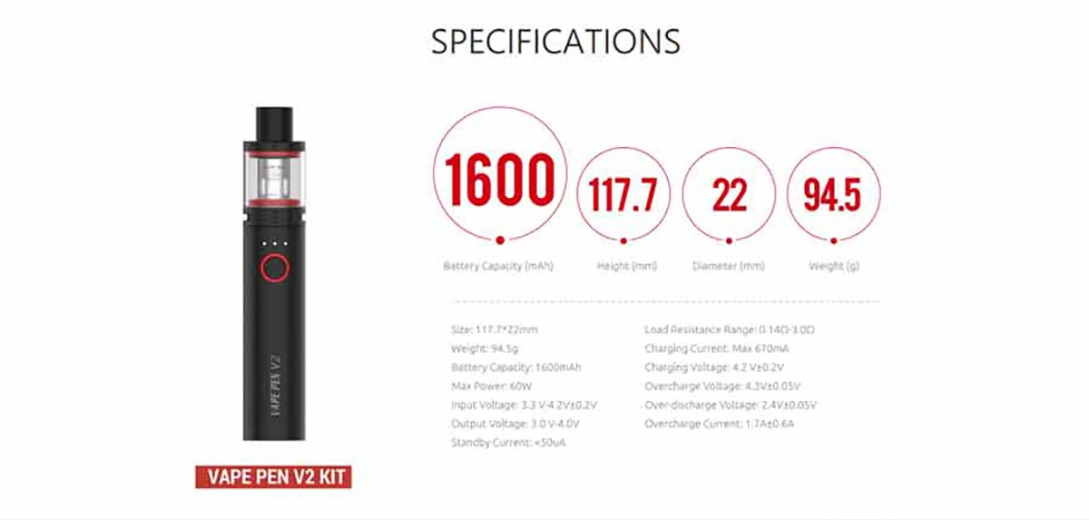 Smok Vape Pen V2 Kit - 60W Portable Power Output & 1600mAh Battery Enhanced Performance