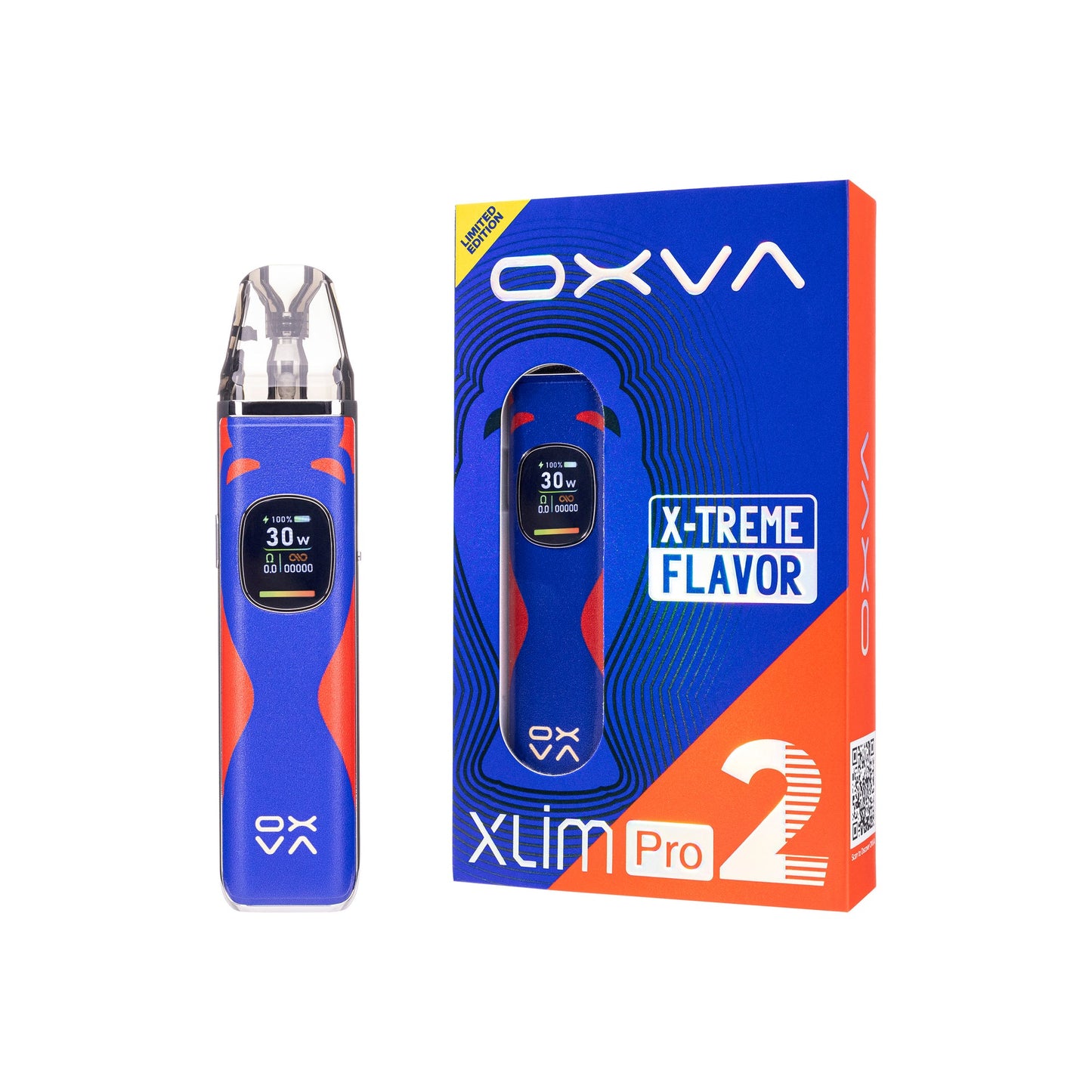 Oxva Xlim Pro 2 Pod Vape Kit – 1300mAh Battery, 5-30W Adjustable Output, 0.56-Inch HD Screen, Auto-Draw, V3 Top Fill Pod Compatibility, Type-C Charging