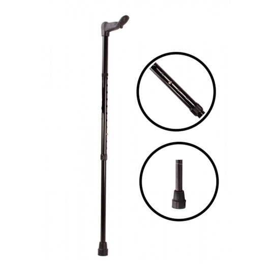 Left Handed Adjustable Height Lightweight Walking Stick with Anti Slip Ferrule Foot to Aid Stability and Confidence when Walking Supplied with a Hanging Carry Strap