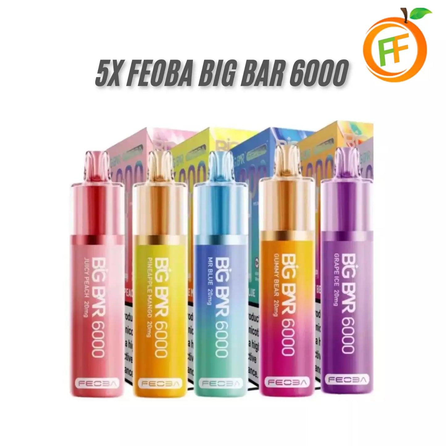 FEOBA | Big Bar 6000 Vape Kit 20mg vape 6000 Puffs | Box of 5