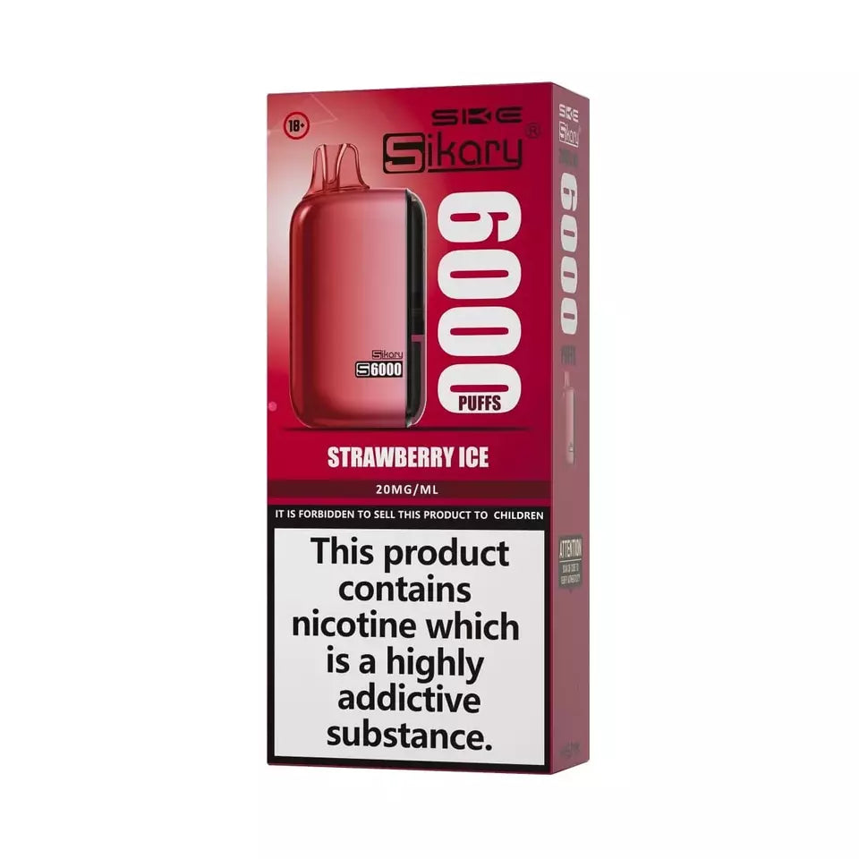 Sikary S6000 Vape Pod – 6000 Puffs, Rechargeable 800mAh Battery, 10ml E-Liquid, 20mg Salt Nicotine, Built-In Mesh Coil