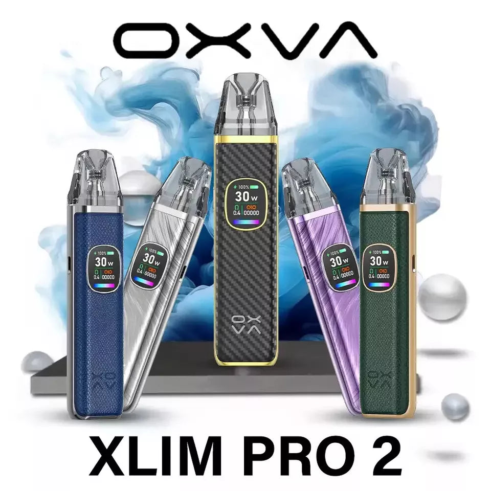 Oxva Xlim Pro 2 Pod Vape Kit – 1300mAh Battery, 5-30W Adjustable Output, 0.56-Inch HD Screen, Auto-Draw, V3 Top Fill Pod Compatibility, Type-C Charging