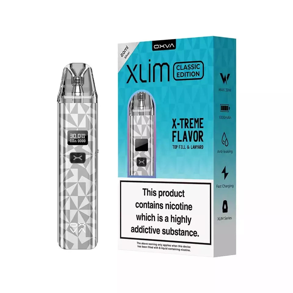 Oxva Xlim Classic Pod Vape Kit – 1000mAh Battery, 5-30W Output, Adjustable Airflow, Type-C Charging, Compatible with V2, V3 & Prefilled Pods