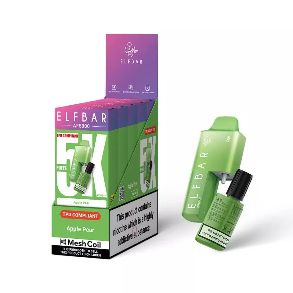 Elf Bar AF5000 - 5000 PUFF VAPE 20MG | Box of 5 Fruits Flavours Elf Bar AF5000 - 5000 PUFF VAPE 20MG | Box of 5 Fruits Flavours