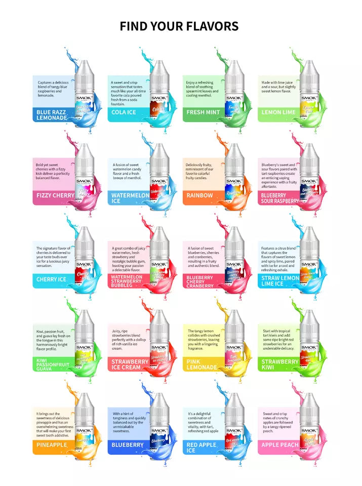 Smok Nic Salts E-Liquid 10ML 50VG/50PG 10mg/20mg Salt