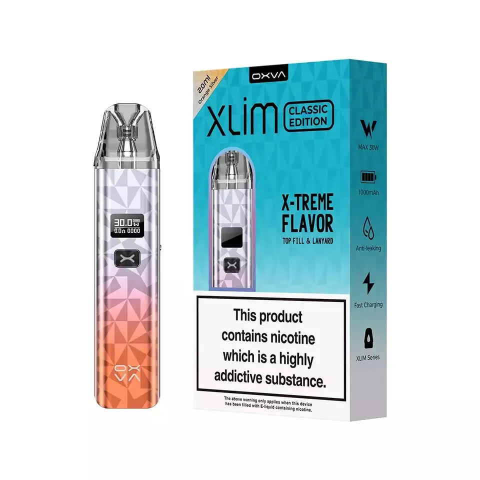 Oxva Xlim Classic Pod Vape Kit – 1000mAh Battery, 5-30W Output, Adjustable Airflow, Type-C Charging, Compatible with V2, V3 & Prefilled Pods