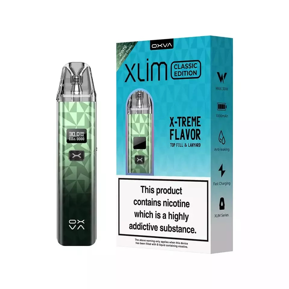 Oxva Xlim Classic Pod Vape Kit – 1000mAh Battery, 5-30W Output, Adjustable Airflow, Type-C Charging, Compatible with V2, V3 & Prefilled Pods