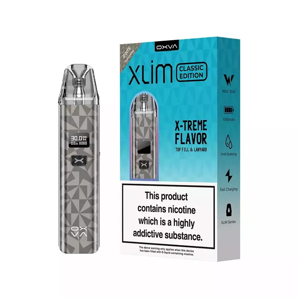 Oxva Xlim Classic Pod Vape Kit – 1000mAh Battery, 5-30W Output, Adjustable Airflow, Type-C Charging, Compatible with V2, V3 & Prefilled Pods