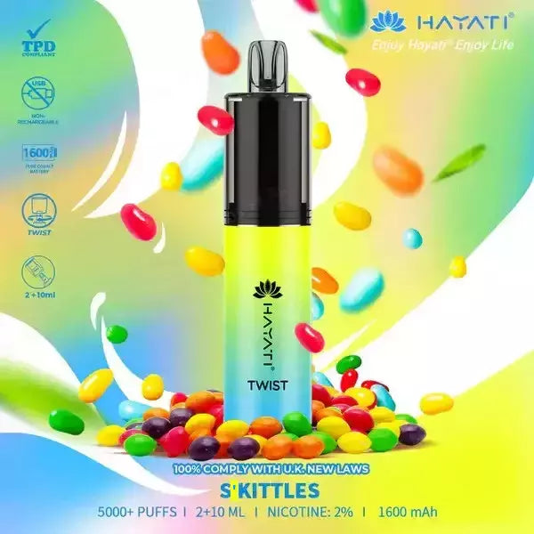 Hayati Twist 5000 Vape Pod – 5000 Puffs, 1650mAh Rechargeable Battery, 20mg Nicotine, Type-C USB Charging, TPD Compliant