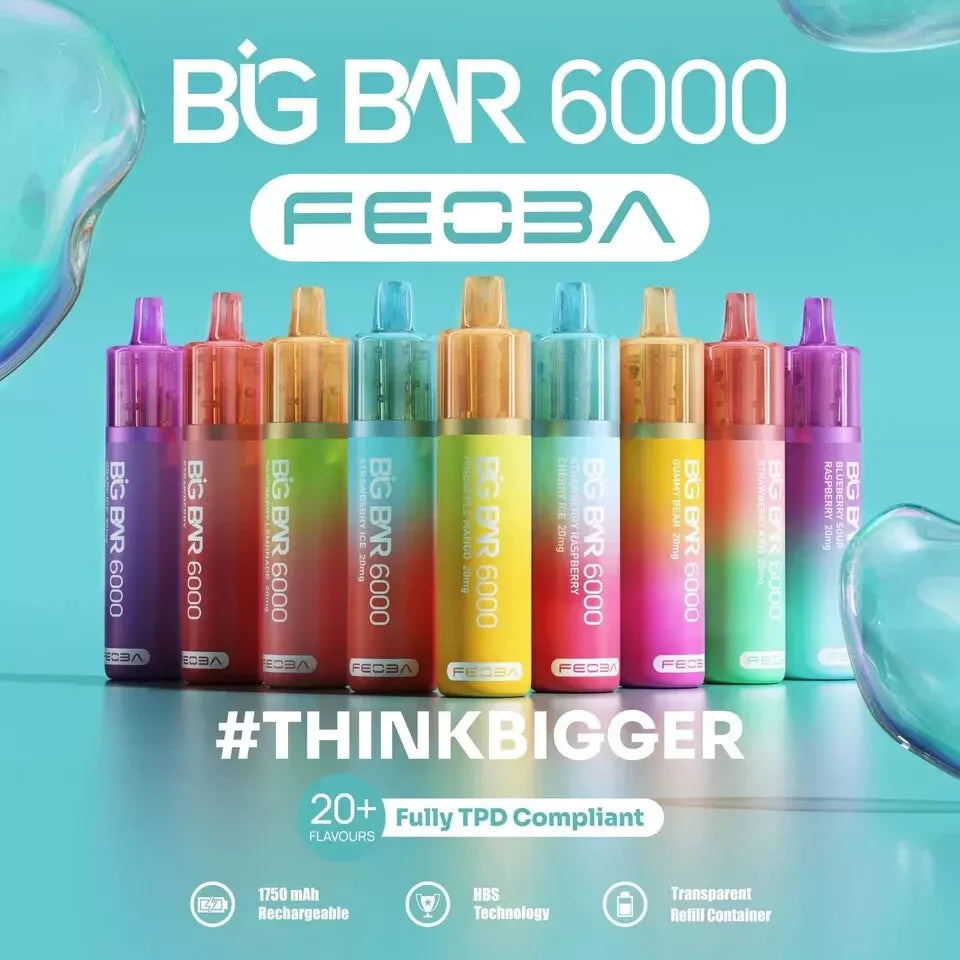 FEOBA | Big Bar 6000 Vape Kit 20mg vape 6000 Puffs | Box of 5