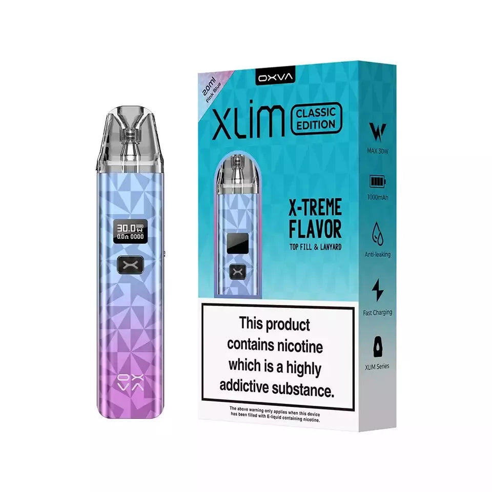 Oxva Xlim Classic Pod Vape Kit – 1000mAh Battery, 5-30W Output, Adjustable Airflow, Type-C Charging, Compatible with V2, V3 & Prefilled Pods