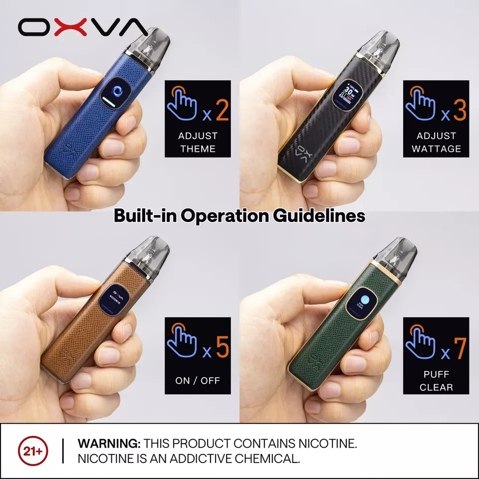 Oxva Xlim Pro 2 Pod Vape Kit – 1300mAh Battery, 5-30W Adjustable Output, 0.56-Inch HD Screen, Auto-Draw, V3 Top Fill Pod Compatibility, Type-C Charging