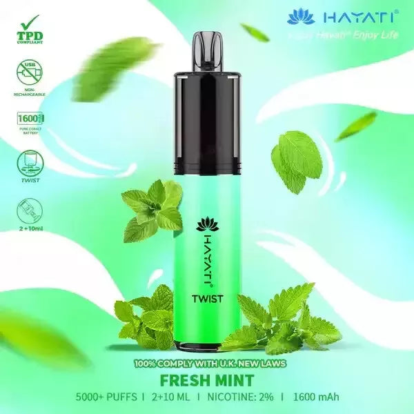 Hayati Twist 5000 Vape Pod – 5000 Puffs, 1650mAh Rechargeable Battery, 20mg Nicotine, Type-C USB Charging, TPD Compliant